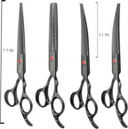 Dog Grooming Scissors Kit, Fcysy Professional Pet Hair Cutting Shears Set with Curved & Straight Blades Scissors Thinning Shears– Stainless Steel Grooming Tools for Dogs & Cats at Home