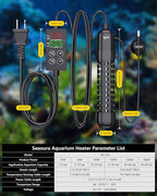 SEAOURA Small Aquarium Heater, 100W Fish Tank Heater for 10-20 Gallon, Submersible Turtle Heater with Digital Display Adjustable Safety Protection, Auto Power-Off When Leaving Water