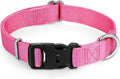 Mikivery Nylon Dog Collar with Quick Release Buckle Soft Adjustable Sturdy for Small Medium Large Dogs Pink,M