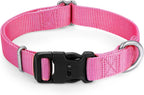 Mikivery Nylon Dog Collar with Quick Release Buckle Soft Adjustable Sturdy for Small Medium Large Dogs Pink,M