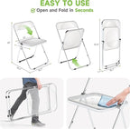 Real Relax Acrylic Folding Chairs,Foldable & Stackable Clear Chairs with Metal Chrome Frame, Indoor and Outdoor, for Home, Office, Party & Events,Set of 2,350LB,Transparent