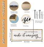 Today Only Happens Once Make It Amazing Wall Art Decor 32x12 Inch Large Inspirational Quote Sign Rustic Living Room Vintage Wood Frame Office Motivational Home Wall Hanging (Wood)