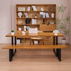 "Durable Solid Wood Top Bench with Sturdy Metal Legs – Versatile Dining & Office Seating - Multi-Size Options Ideal for Living Room, Dining Room, and Home Office" (dark yellowbench, 78.74in)