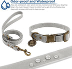 Wisedog Dog Collar and Leash Set, Waterproof Adjustable Puppy Collars with Cute Tag 6FT Dog Leash with Poop Bag for Small Medium Large Dogs (M(Collar:12"-18";Leash:5 ft), Grey)
