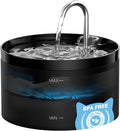 Cat Water Fountain: Dog Bowl Fountains - Automatic Pet Dispenser - Dogs Drinking Waterer Bowls Indoor - Auto Watering Dish Supplies - Easy Cleaning Animal Machine - Quiet 67oz/2L Kitty Drink Fountain