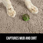 GORILLA GRIP SoakSTOPPER Dog Door Mat, 70x24 Machine Washable Rug Absorbent Doormat Captures Moisture Mud Dirt, Quick Dry Soft Chenille Entryway Rugs Indoor Entrance Mats for Dog Paws, Beige
