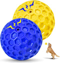 2 Pack Indestructible Squeaky Dog Balls for Aggressive Chewers, Durable Rubber Chew Toys for Teething, Anxiety Relief Perfect for Large, Medium Breeds, Indoor Outdoor Use