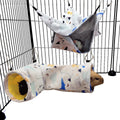 Large Caliber Guinea Pig & Rat Tunnel Hideout & Hammock, Corner Hideout Toy for Guinea Pig, Ferret, Hedgehog & Piggy to Hide and Shuttle (1. Hammock&Tunnel-Dinosaur)