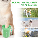 Professional 7 in 1 Dog Paw Cleaner for Dogs & Cats - Includes 1 Portable Paw Washer, 1 Bath Brush, 2 Dog Toothbrushes and 3 Absorbent Towels Note: Fits Paws up to 2 Inches Wide (Small, Light Green)