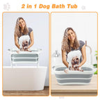 BWOGUE 2 in 1 Portable Dog Bath Tub Elevated Collapsible Dog Bathtub Washing Station with Drainage Hole for Bathing, Shower and Grooming, Pet Tub for Puppy Small Medium Dogs Indoor and Outdoor