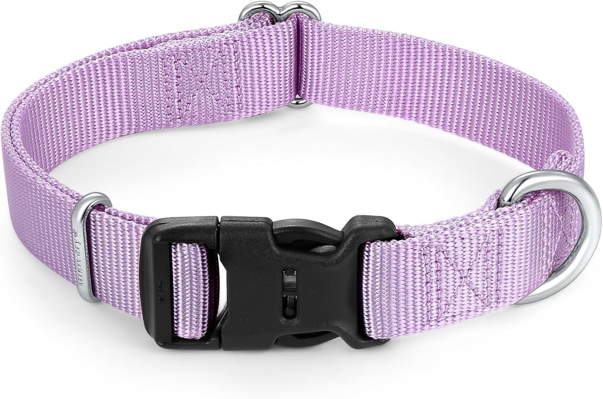 Mikivery Nylon Dog Collar with Quick Release Buckle Soft Adjustable Sturdy for Small Medium Large Dogs Violet,M