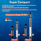 AquaMiracle Upgraded 200W Aquarium Heater Fish Tank Heater Turtle Heater Super Compact Aquarium Heater, Dry-Run/Overheating Protection and Memory Function, Dual LED Display, for 20-40 Gal Tanks
