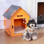 Dog House Indoor for Small Dogs or Cats, Cozy Wooden Design, Small Indoor Bed House, with Air Vents and Elevated Floor Warm Dog Cave (Orange)