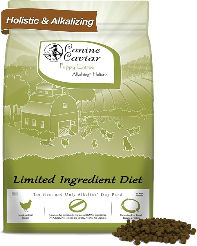 Canine Caviar - Grain Free Puppy: Chicken & Split Peas Alkaline Dry Dog Food, Limited Ingredients, Gluten-Free, Based on Science & Research, Veterinary Alternative Diet (11 Pound Bag)
