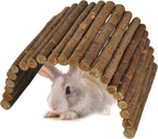 kathson Wooden Hamster Bridge,Guinea Pig Wood Ladder Bendable Tunnel Hideout Hut Small Animal Climbing Toys for Ferret Hedgehog Chinchilla Mice Rat Gerbil Baby Rabbit(15.7 x 6.0 in)