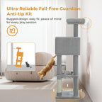 MUTTROS Cat Tree for Indoor Cats, 44.5" Multi-Level Cat Tower with Large Metal Frame Hammock, Cat Condo with 2 Scratching Posts and Top Perch for Small to Medium Cats, Grey