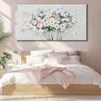 Green Wall Art Floral Home Decor Sage Green Pictures Wall Decor Pink Photo Pictures Flowers Wall Decorations for Girls Room 29"x58"