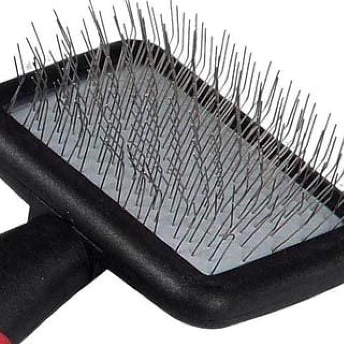 Ryan's Pet Supplies Paw Brothers Soft Pin Flat Slicker Brush for Dogs, Professional Grade, Stainless Steel Pins, Flexible Head, Comfort Grip, Mini, 4.75" x 2.25" x 1.5"