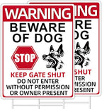Beware of Dog Signs, 2 Pack 13"x10" Double-Sided Signs, Corrugated Plastic, H-Stake Metal Stakes, Dog Signs for Yard, Garden and Yard Wall Decor, Beware of Dog Signs for Fence