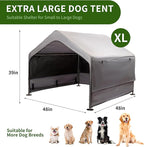 Summertrail Extra Large Dog House Outside, Dog Tent Outdoor, Big Dog Shade Shelter Doghouse Canopy with Three-Sided Breathable Mesh Windows, Gray Sun Rain Cover for Pet Cat Livestock 4'x 4'x 3.3'