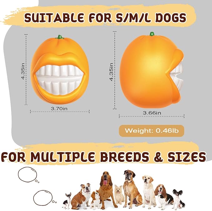 Indestructible Dog Squeaky Ball - Tough Chew Toy for Aggressive Chewers, Medium/Large Dogs - Durable Fetch Toy for Indoor, Outdoor & Water Play - Orange