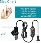 Mini Submersible Aquarium Heater, 25/30/50/100/150/200 Watts Adjustable Fish Tank Heater, Built-in Thermometer, External Temperature Controller, Smart Memory, Used for 1-60 Gallons (30W Plug)