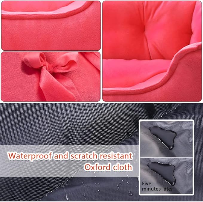 pawstrip Cute Princess Dog Bed Pink Puppy Bed for Small Dogs Breathable Cat Couch Bowknot Pet Cushion Comfortable Kitten Nest Girl Doggy Sofa, Waterproof Bottom (Fuchsia)