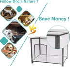 Indoor Outdoor Dog House,Anti-Chewing Iron Frame Dog Kennel,Wood Warm Pets Home,Weatherproof Outside Shelter