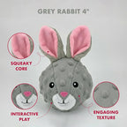 Pet Lou 4-Inch Rabbit Plush EZ Squeaky Ball Dog Toy, Set of 2, Lightweight Portable Plush Squeaky Dog Toys with TPR Core, Stuffing-Free, for All Breed Sizes