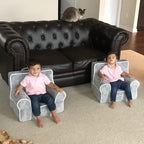 DIBSIES Personalized Creative Wonders Toddler Chair - Ages 1.5 to 4 Years Old (Blue with White Piping)