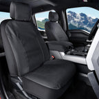 Coverado Front Seat Covers, Waterproof Canvas Seat Protector for Car Seat Cushions for Kids & Dogs, Compatible with 2015-2025 Ford F150 & 2017-2025 Ford F250 F350 F450(Black, 2PCS)