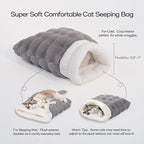 Cat Sleeping Bag 4 in 1 Function Snuggle Bag Blanket Mat Cozy Soft Warm & Washable (Small Cats) Cave Grey 21 × 17 Inch