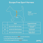 Gooby Escape Free Sport Dog Harness, Choke-Free, Turquoise, Medium | Patented escape-free frame; Reduces choking; 4-point adjustment; Soft neoprene padding; Durable webbed straps