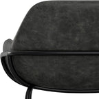 SIMPLIHOME Mira Bar Stools (Set of 2) - 30 inch Seat Height Upholstered Metal Bar Chairs in Distressed Slate Grey Vegan Faux Leather, Contemporary Seating with Curved Cushioned Seat and Armrests