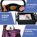 Dog Stroller for Small Dogs,Pet Stroller Strolling Cart 4 Wheels Folding Pet Gear Lightweight Waterproof with Storage Basket for Puppy Small Medium Dogs Cats for Travel,Purple