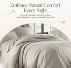 100% Organic Cotton Duvet Cover King Size - Naturally Soft Lightweight & Cooling Duvet Cover Set with Decorative Shams - Premium GOTS Certified 300 Thread Count Sateen Weave (Pewter, King)
