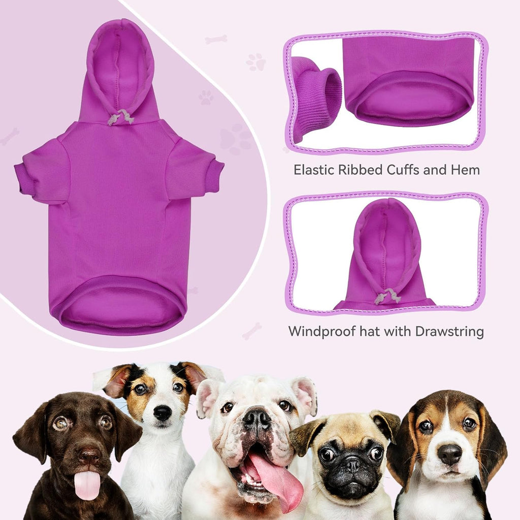 Dog Sweaters for Large Dogs Dog Hoodie Sweater Solid Soft Brushed Fleece Clothes Hoodie Sweatshirt with Pocket(Purple-XL)