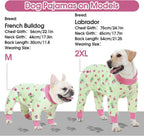 4-Legged Dog Pajamas for Medium & Large Dogs - Soft Cotton Dog Pjs Onesie with 4-Way Stretch, Cozy Breathable Pet Sleepwear for Cold Weather & Indoor Lounging - Green 5XL