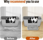 Litter Box Step, Cat Step/Ramp/Catcher with Filter Function, Easy to Clean, Filter Pedal Ideal for Kitten & Elderly Cats (Light Grey)