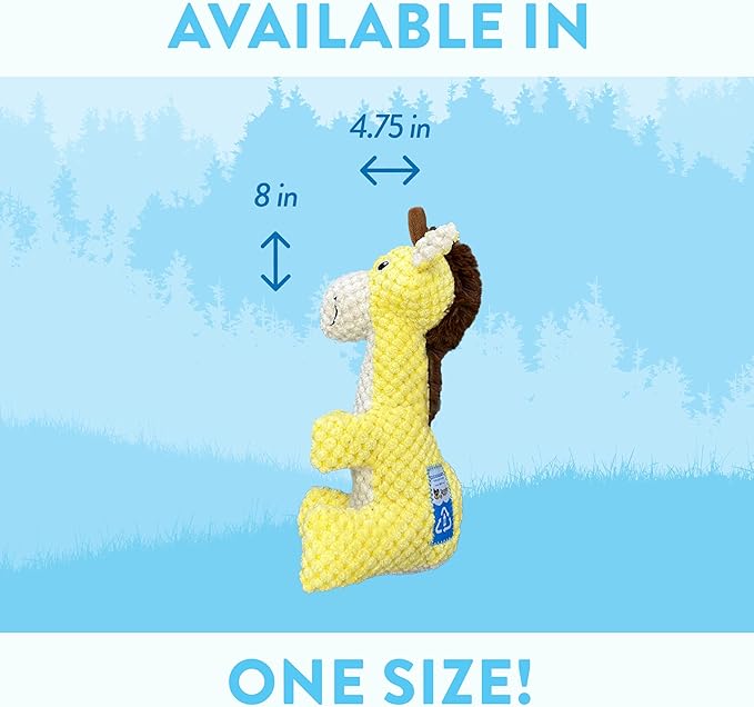 Spunky pup Clean Earth Plush Dog Toy with Squeaker - Recycled, Eco-Friendly, Floats for Beach, Lake, Pool - Giraffe