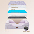 EHEYCIGA Orthopedic Dog Bed for Small Dogs, Waterproof Memory Foam Small Pet Beds with Sides, Non-Slip Bottom and Egg-Crate Foam Medium Dog Couch Bed with Washable Removable Cover, Lilac