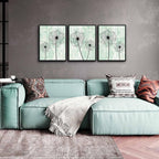 AHUASJART Black Framed Wall Art for Living Room Wall decor for Bedroom Room Decor light green background Pictures Dandelion Paintings posters kitchen Home Decorations 3 Piece Framed Prints Artworks