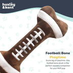 Huxley & Kent Funny Dog Toy w/Squeaker – Power Plush Squeaky Dog Toys for Small, Medium & Large Dogs – Soft Stuffed Animal for Indoor Play & Fetch - Football Bone, Small