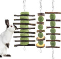 ERKOON Bunny Chew Toys, Rabbit Chew Toys for Teeth Grinding, Improve Dental Health, 100% Natural Apple Wood Timothy Grass Cake Treats for Rabbits Guinea Pigs Chinchillas Bunnies Hamsters (3 Pcs)