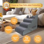 PAWSCART Dog Stairs for Small Dogs and Cats, 4-Step Dog Steps for Bed, 19.6" H Pet Stairs for High Bed, Pet Ramp for Couch, Sofa, Non-Slip Surface Removable Washable Cover, Grey