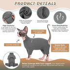 ROZKITCH Cat Pajamas for Cats Only, Breathable Soft Jumpers for Sphynx Only, Coat with Four Legs, Warm Sweater T-Shirt Pajamas Jumpsuit Vest Cornish Rex, Devon Rex, Peterbald Grey M