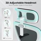 Soohow Office Chair, Ergonomic Office Mesh Desk Chair with Adjustable Back Support, High Back Comfy Computer Swivel Chair with Headrest, Lumbar Support for Study Room, Gaming and Office, White Black