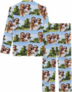 MyPupSocks Custom Face Pajamas for Women Set, Personalized Photo Long Sleepwear XS-XXL