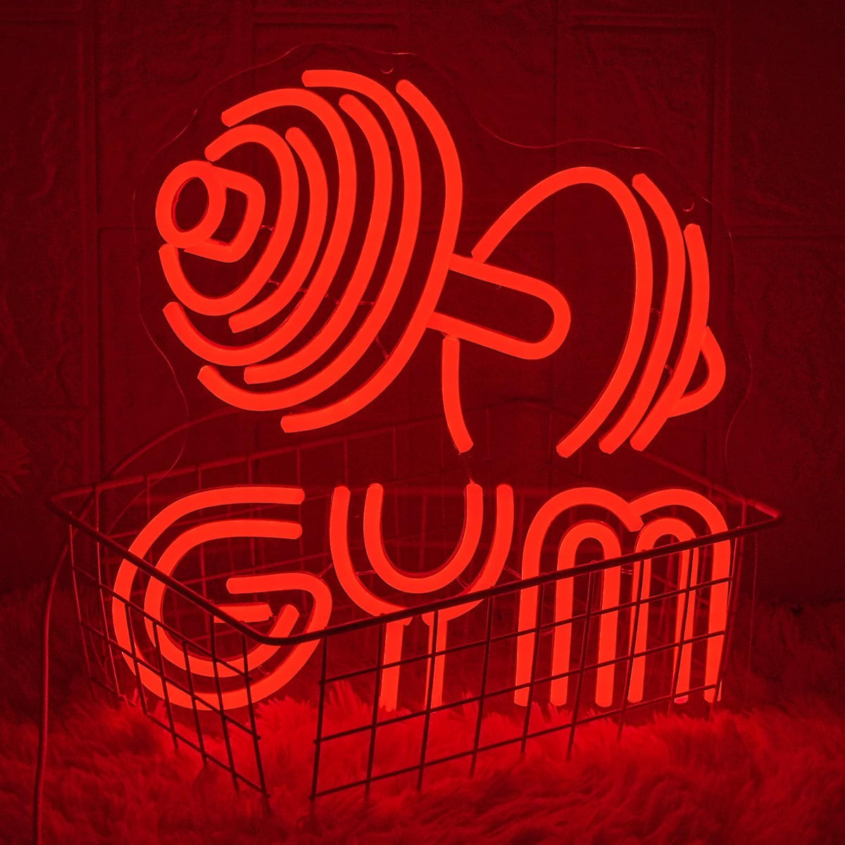 Dumbbell Neon Sign Barbell Gym Neon Signs Gym Letter Neon Light Gym Red Barbell Neon Light Sign for Sports Room, Decor Club,Party Bar,Fitness Club Decoration(Red)