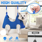 Supet Dog Grooming Hammock Harness for Dogs Cats, Relaxation Pet Nail Clipper Hammock, Restraint Dog & Small Animal Leashes Sling for Groomingk for Nail Trimming (Blue, XS)